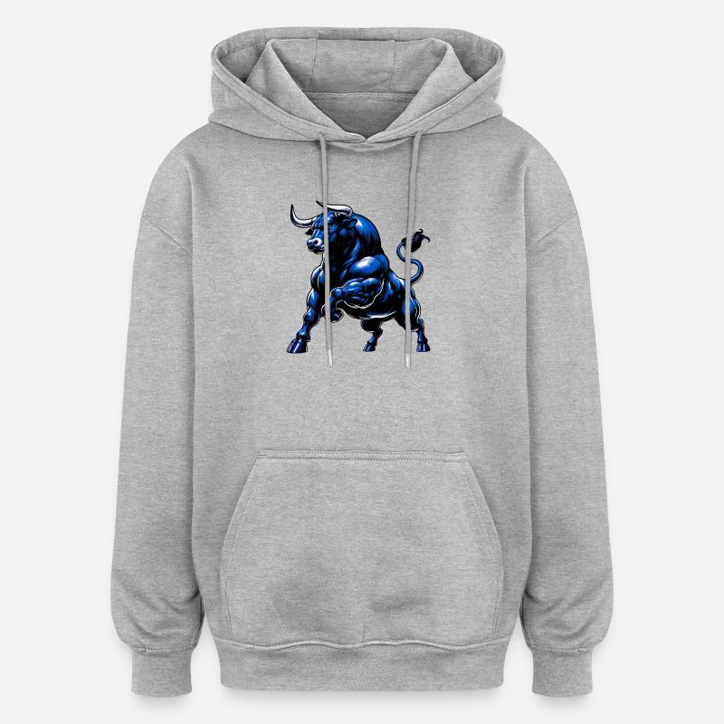Stier - Oversized Unisex Hoodie - Grau meliert