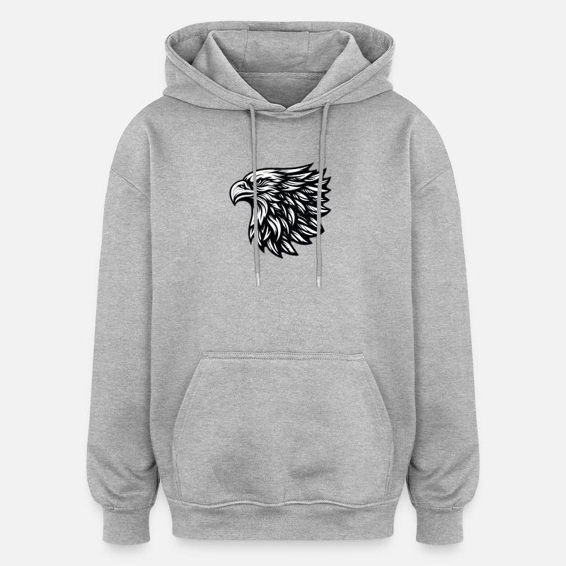 Tête d’aigle Noir Blanc - Sweat à capuche oversize unisexe - gris chiné