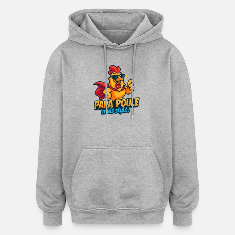 Poulet Style Mode Chic - Sweat à capuche oversize unisexe - gris chiné