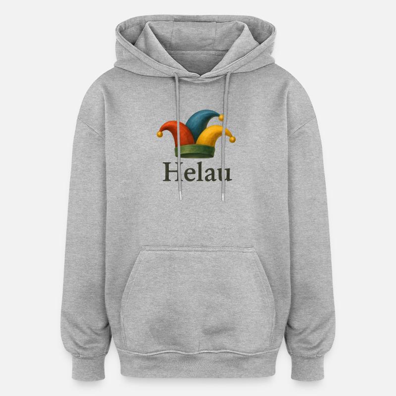 Helau Karneval Jester Hut - Oversized Unisex Hoodie - Grau meliert