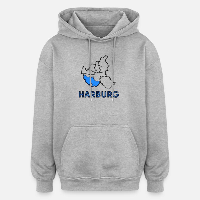 Harburg, un quartier de Hambourg - Sweat à capuche oversize unisexe - gris chiné