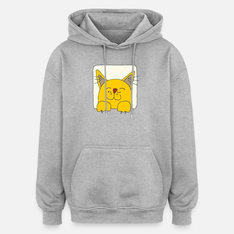 Chat au visage heureux - Sweat à capuche oversize unisexe - gris chiné