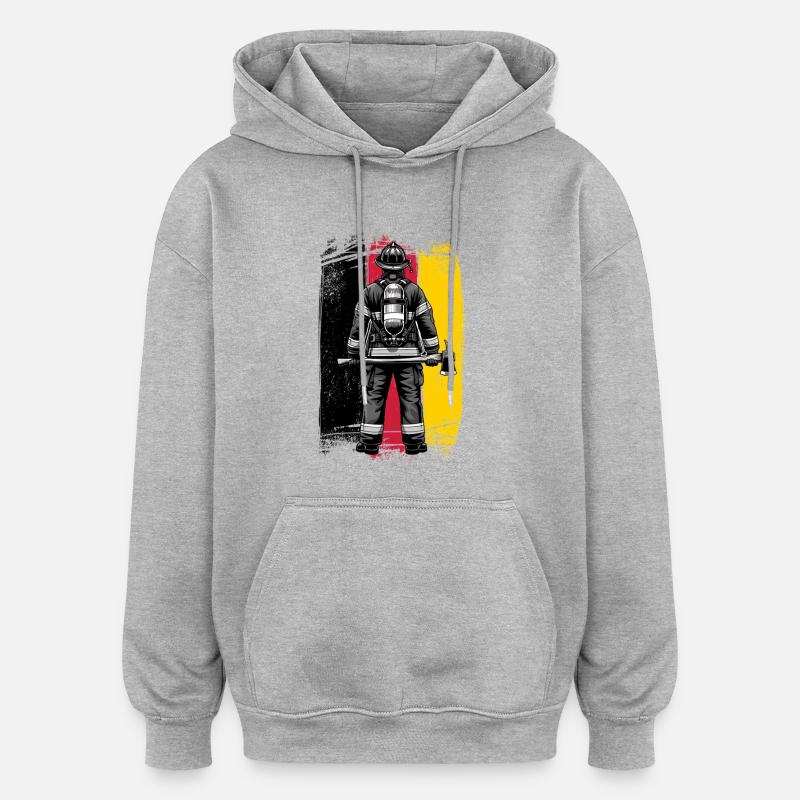 Drapeau des pompiers de l’Allemagne - Sweat à capuche oversize unisexe - gris chiné