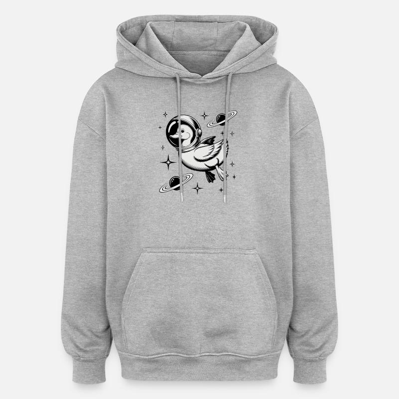 Goose in Space - Cool Astonomy Logo - Oversized Unisex Hoodie - heather grey