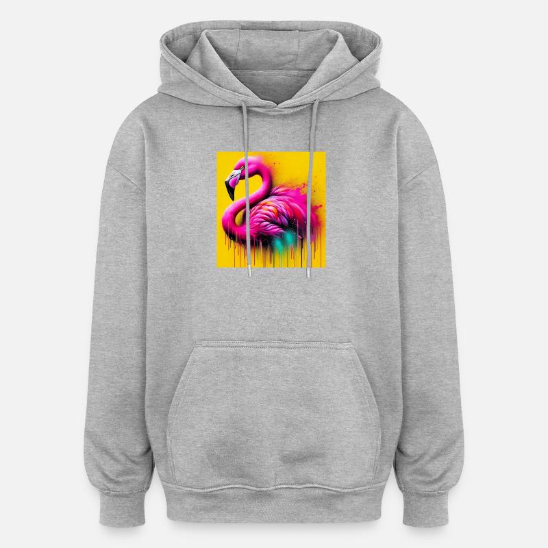 Flamant - Sweat à capuche oversize unisexe - gris chiné