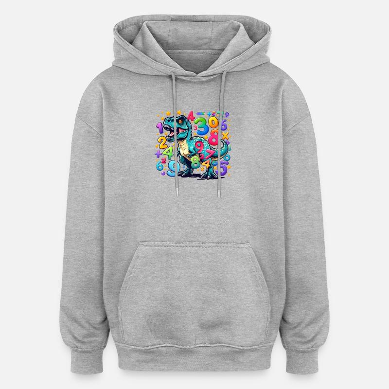 Dinosaure vibrant avec chaos numérique - Sweat à capuche oversize unisexe - gris chiné