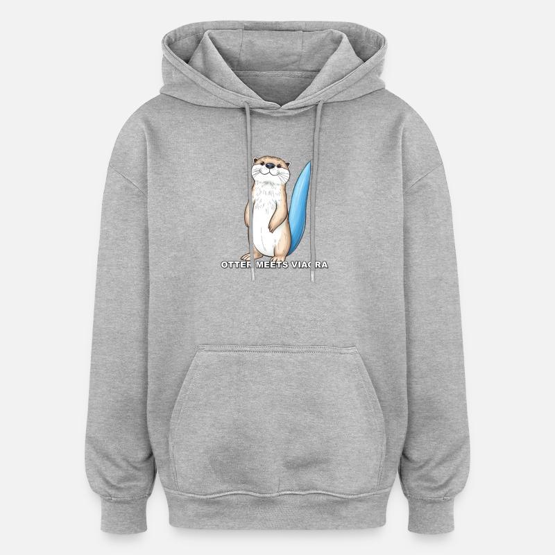 La loutre rencontre le Viagra - Sweat à capuche oversize unisexe - gris chiné