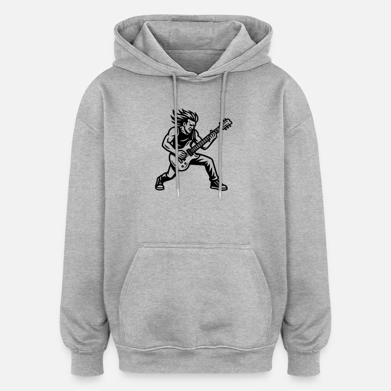 Rockeur - Sweat à capuche oversize unisexe - gris chiné