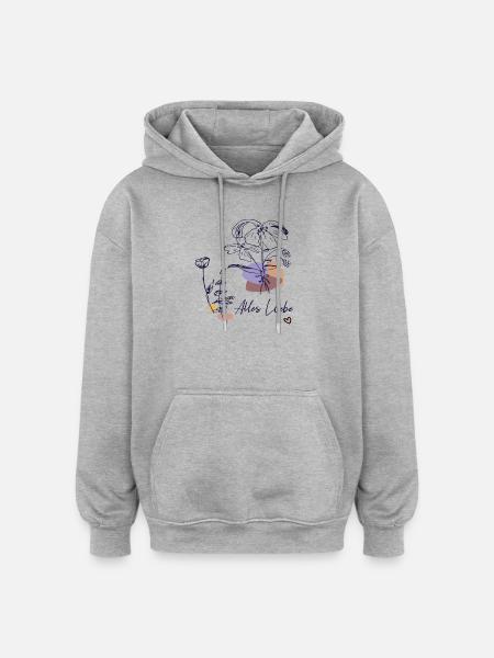 Alles Liebe mit Blumenstrauß - Oversized Unisex Hoodie - Grau meliert