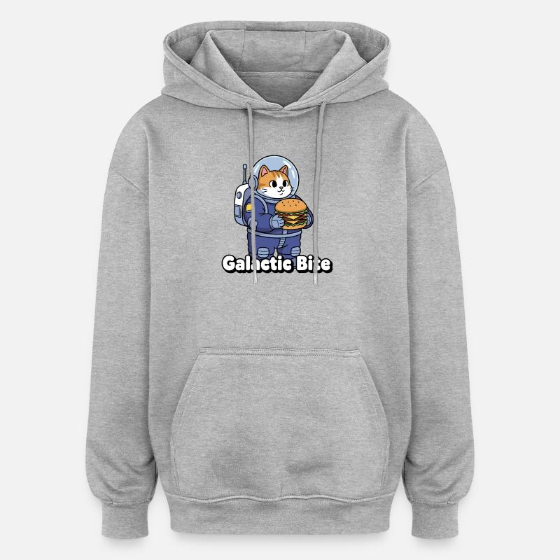 Burger Astronaute Chat Galactique - Sweat à capuche oversize unisexe - gris chiné