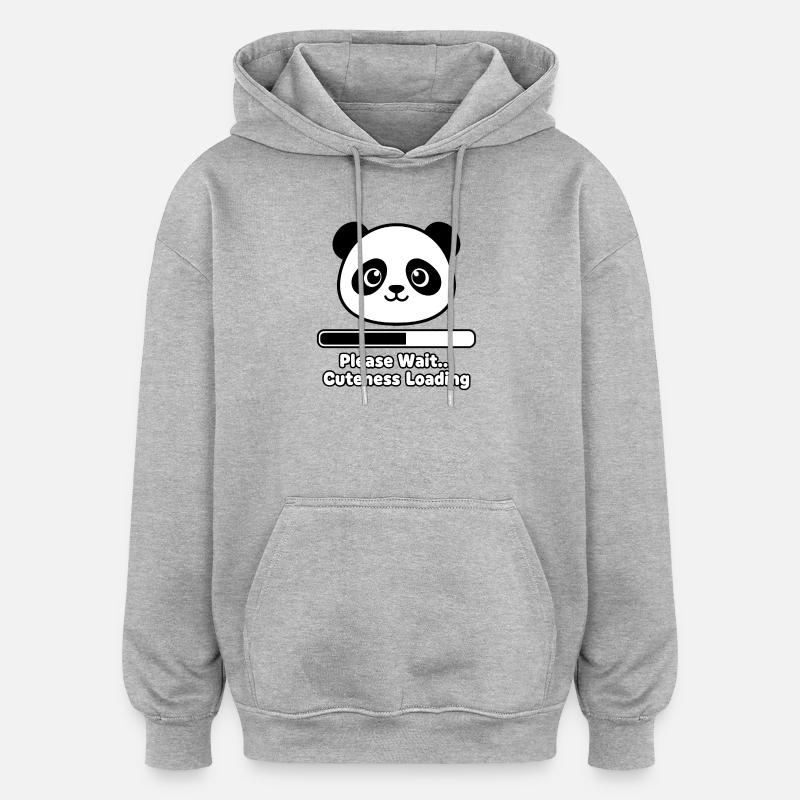 Panda Loading Screen Soft Toy - Oversized Unisex Hoodie - heather grey
