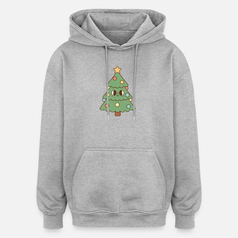 Arbre de Noël - Sweat à capuche oversize unisexe - gris chiné