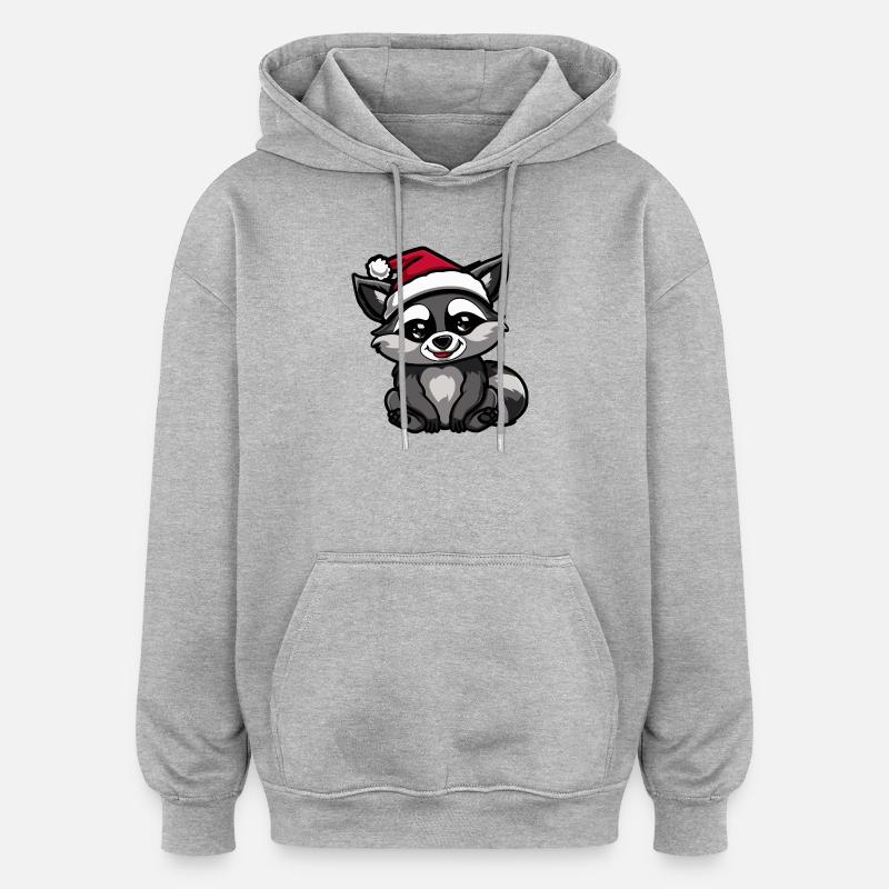 Noël du raton laveur - Sweat à capuche oversize unisexe - gris chiné