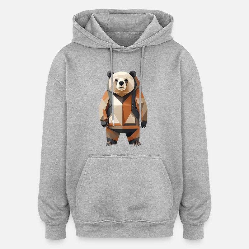Polypanda Panda Low-Poly - Sweat à capuche oversize unisexe - gris chiné