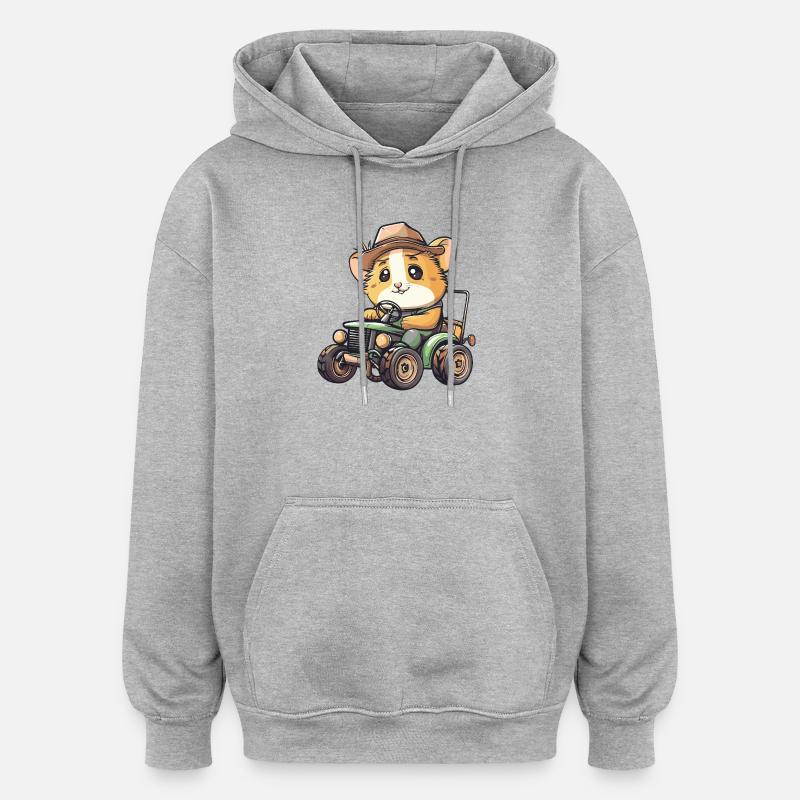 Éleveur de tracteurs pour hamsters - Sweat à capuche oversize unisexe - gris chiné