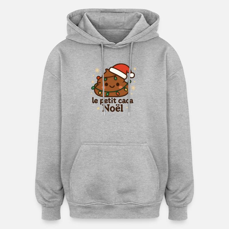 Petit cacao Noël éclairé avec guirlande - Sweat à capuche oversize unisexe - gris chiné