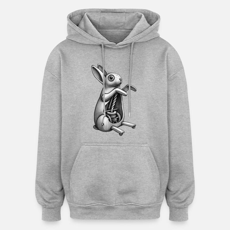 MECA RABBIT - black & white - Sweat à capuche oversize unisexe - gris chiné
