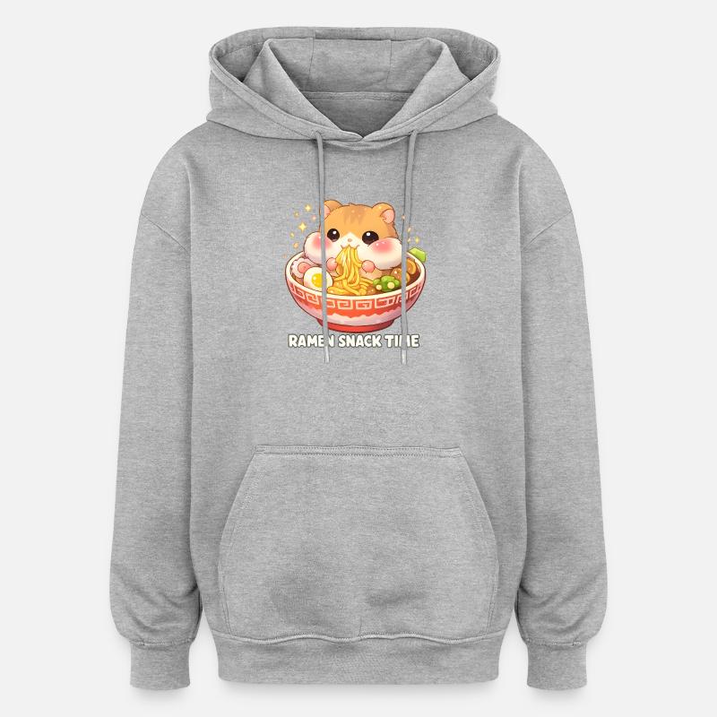 Ramen - Sweat à capuche oversize unisexe - gris chiné