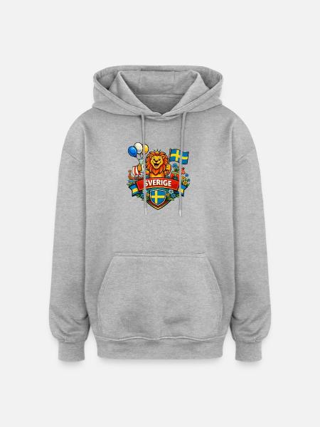 Sweden cheerful logo - Oversized Unisex Hoodie - heather grey