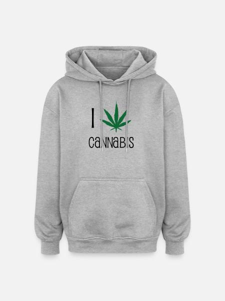 Ich liebe Cannabis - Oversized Unisex Hoodie - Grau meliert