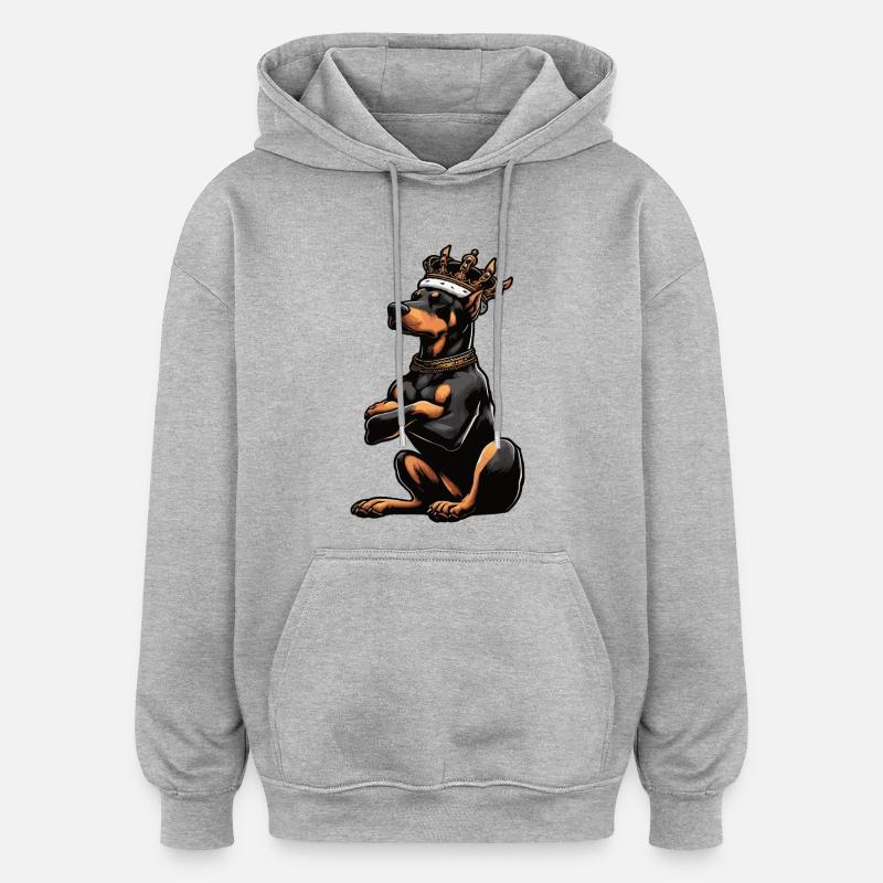 Doberman Doberman Propriétaire Doberman Lovers - Sweat à capuche oversize unisexe - gris chiné