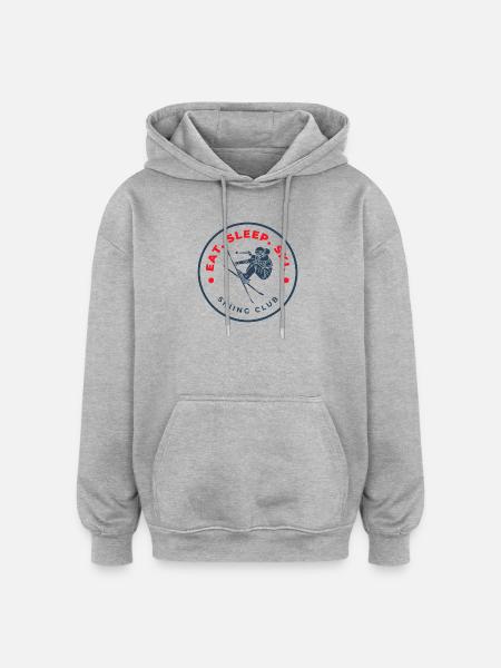 Skiclub Logo Eat Sleep Ski - Oversized Unisex Hoodie - Grau meliert