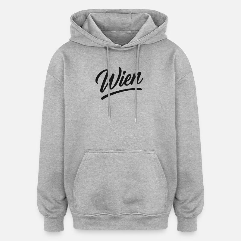 Wien Script - Oversized Unisex Hoodie - Grau meliert