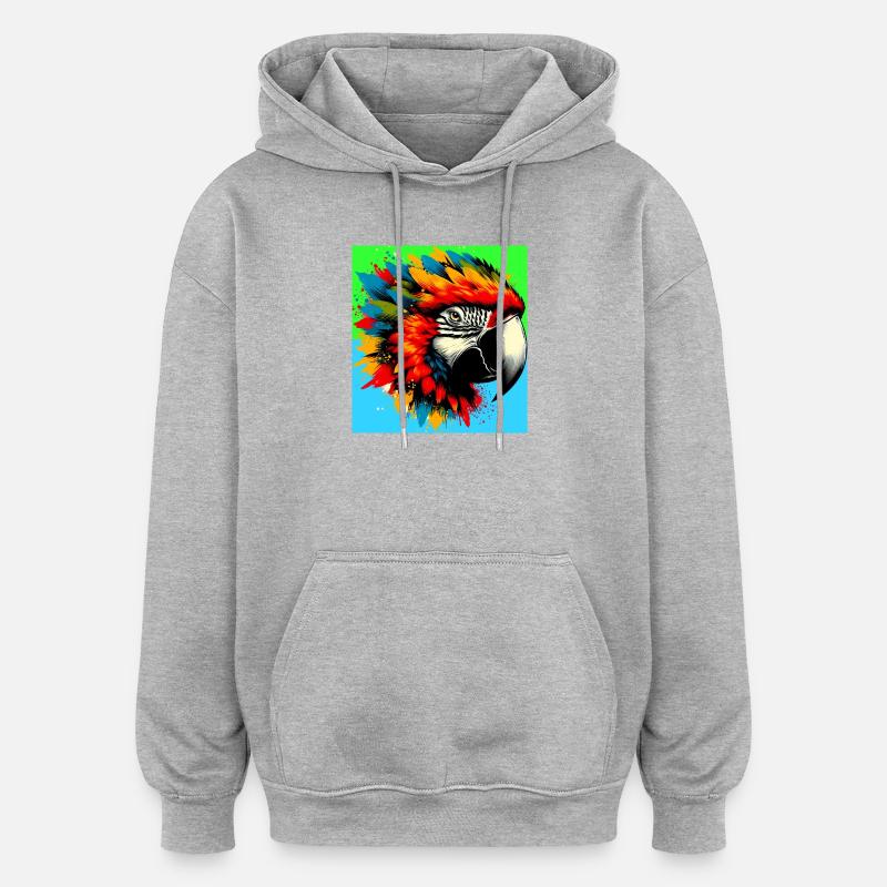 perroquet - Sweat à capuche oversize unisexe - gris chiné