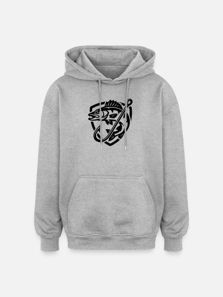 Pike Fish Fishing Icon - Oversized Unisex Hoodie - heather grey