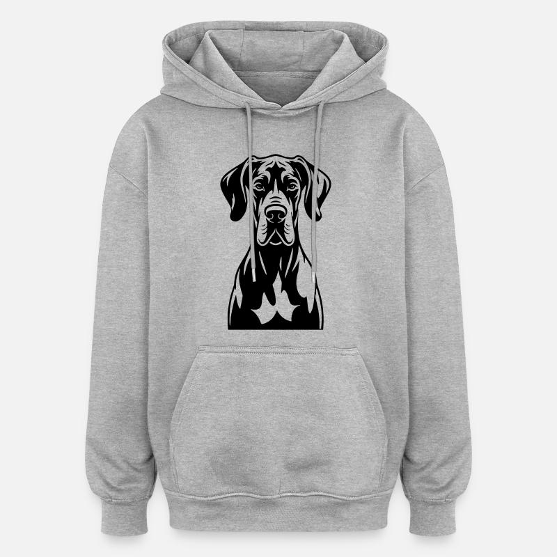 Dogue allemand frontal - Sweat à capuche oversize unisexe - gris chiné