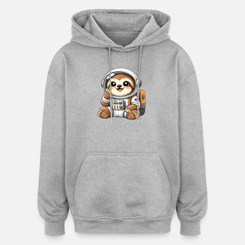 Univers spatial de l’astronaute paresseux mignon - Sweat à capuche oversize unisexe - gris chiné