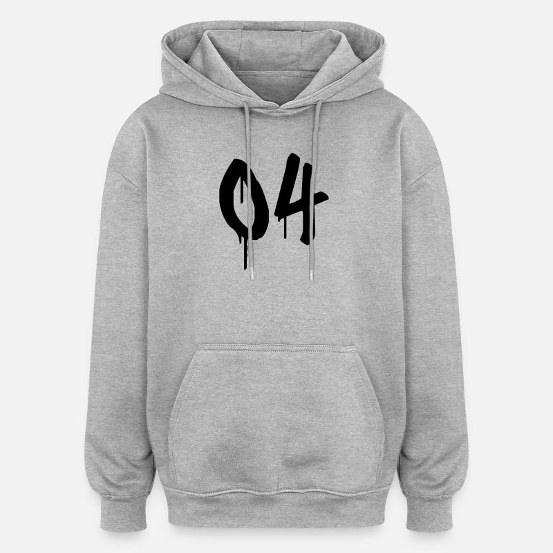 Nummer 04 Urbaner Graffiti-Stil - Oversized Unisex Hoodie - Grau meliert