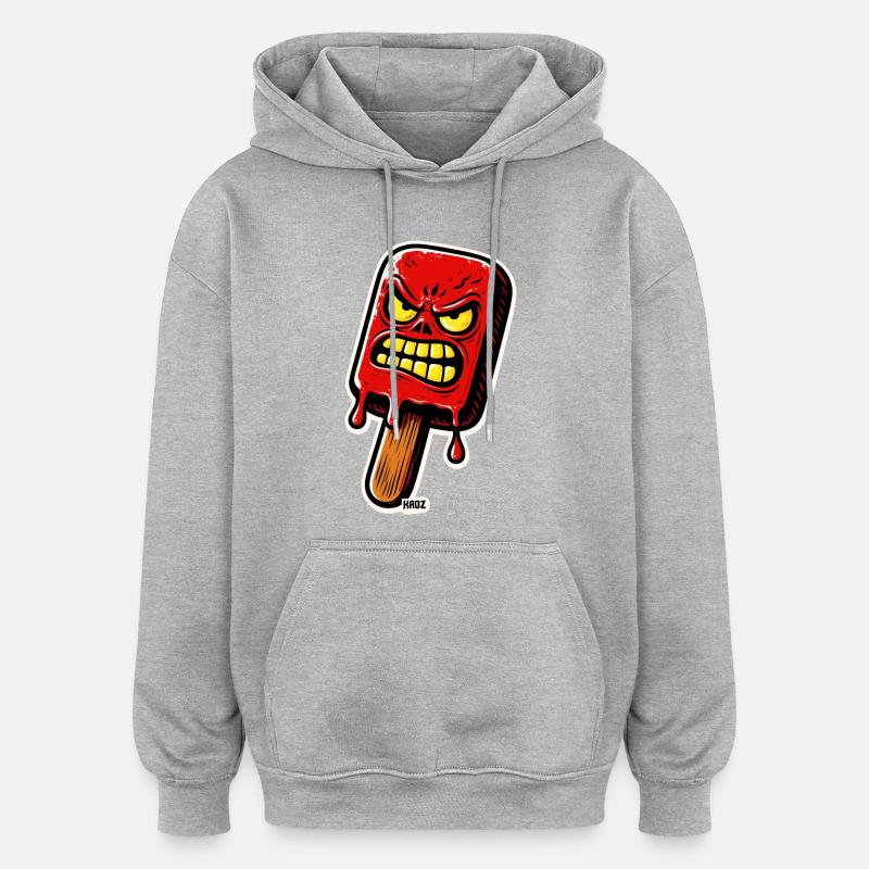 Glace rouge en colère - Sweat à capuche oversize unisexe - gris chiné