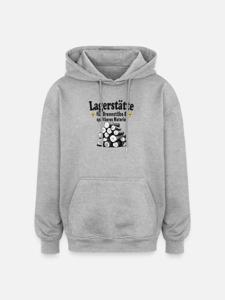 Lagerstätte Brennstäbe lustiger Holz Spruch - Oversized Unisex Hoodie - Grau meliert