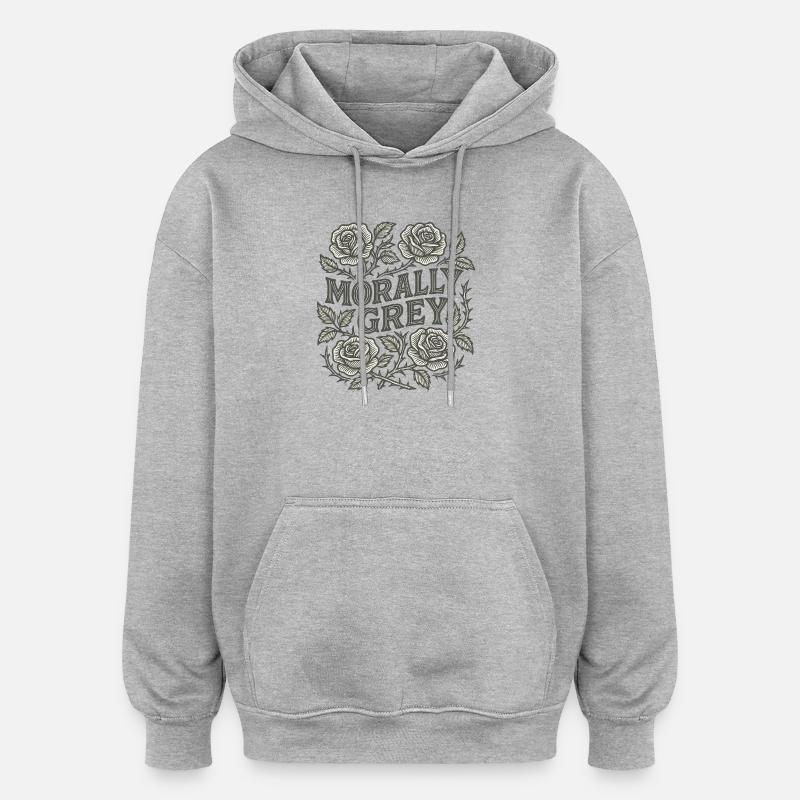Roses Grises Morales - Sweat à capuche oversize unisexe - gris chiné