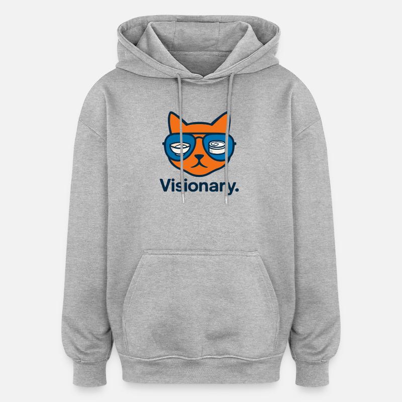 Visionäre Sushi-Katze mit Brille - Oversized Unisex Hoodie - Grau meliert