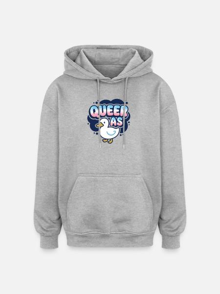 LGBTQ Pride Month - Queer as Duck - Oversized Unisex Hoodie - heather grey