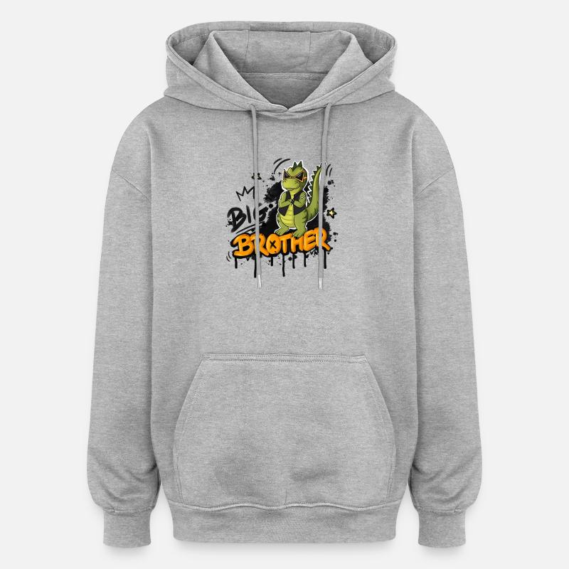 Dino Großer Bruder Style - Oversized Unisex Hoodie - Grau meliert