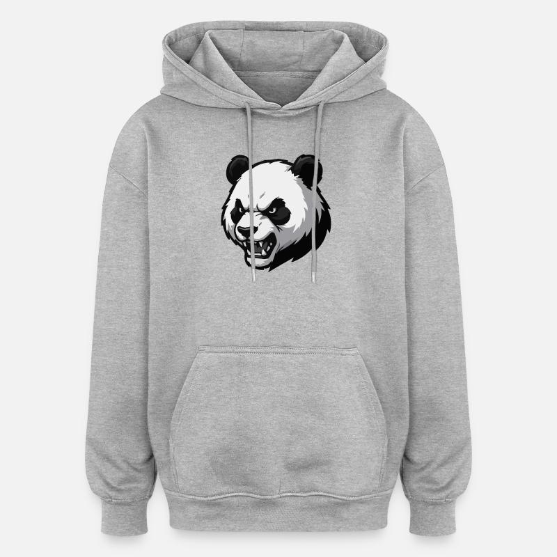 Imprimer vectoriel Angry Panda - Sweat à capuche oversize unisexe - gris chiné