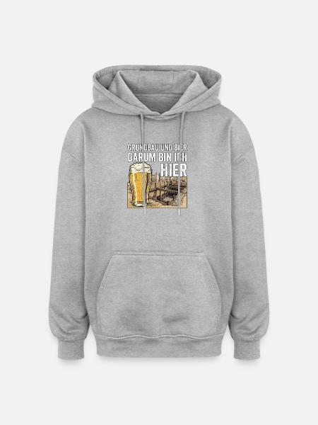 Maurer Und Bier Grundbau - Oversized Unisex Hoodie - Grau meliert