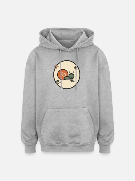 Soft Snail in Flower Circle - Oversized Unisex Hoodie - heather grey