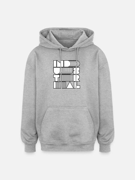 Industrielle Op-Art-Buchstaben - Oversized Unisex Hoodie - Grau meliert