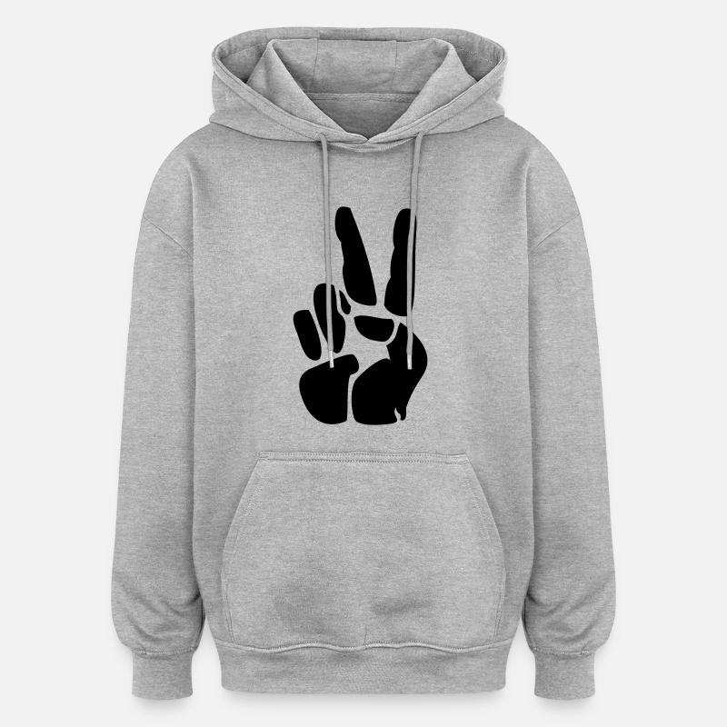Victoire / paix - Sweat à capuche oversize unisexe - gris chiné
