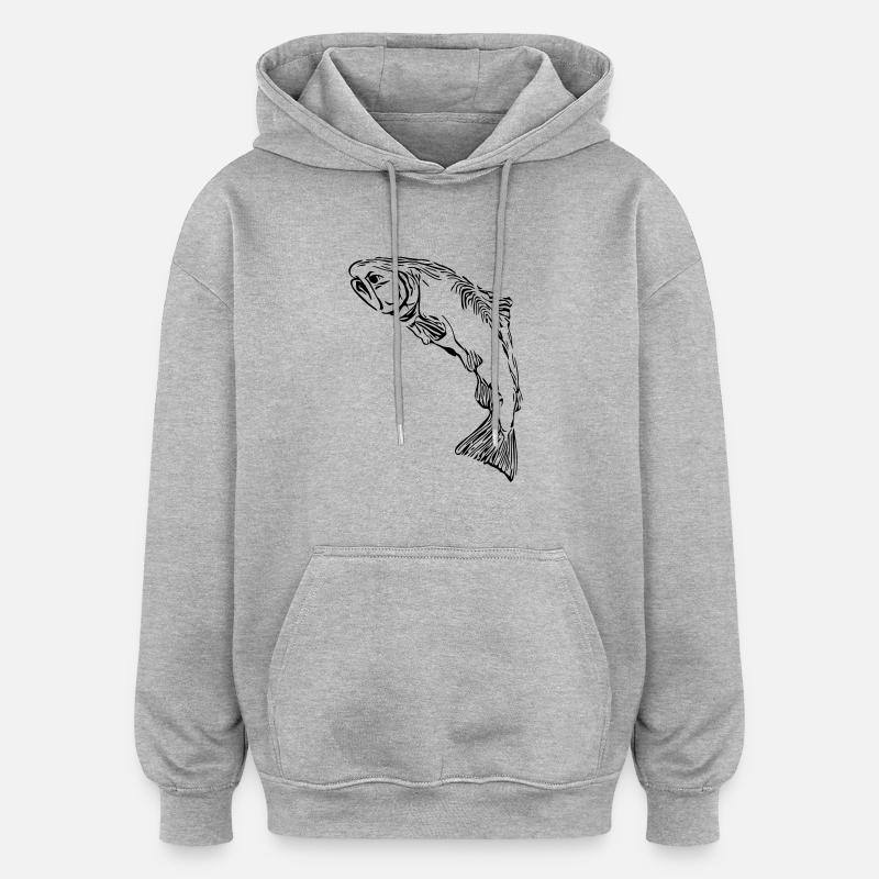 Lachs - Oversized Unisex Hoodie - Grau meliert