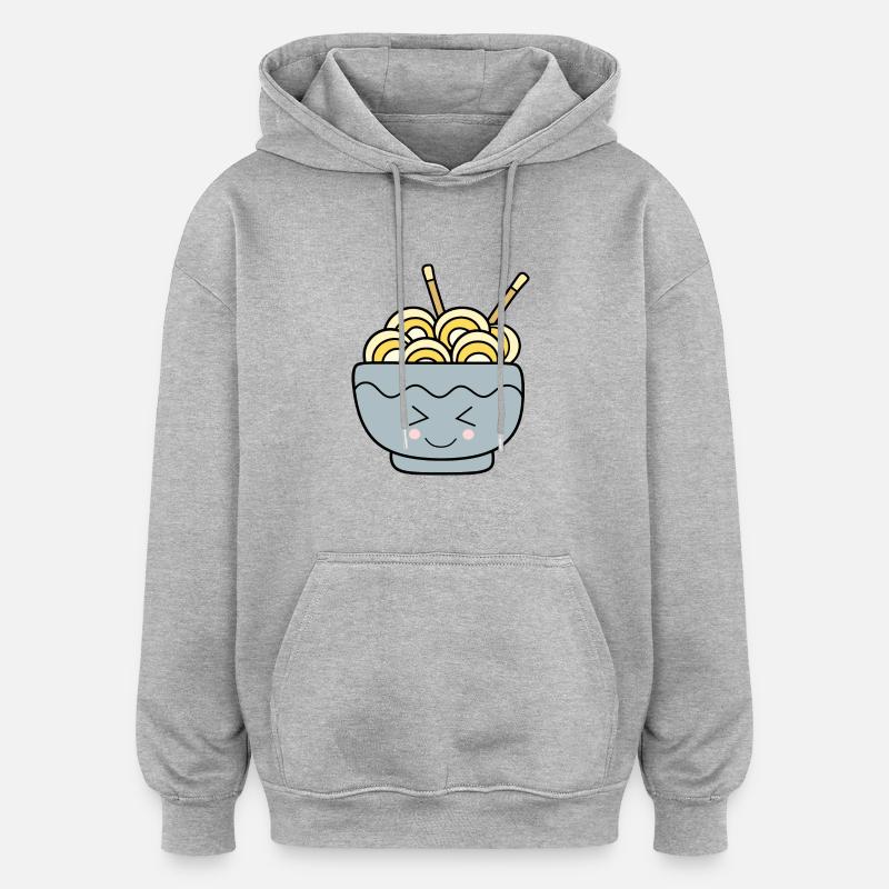 Nouilles Ramen Cuisine japonaise - Sweat à capuche oversize unisexe - gris chiné