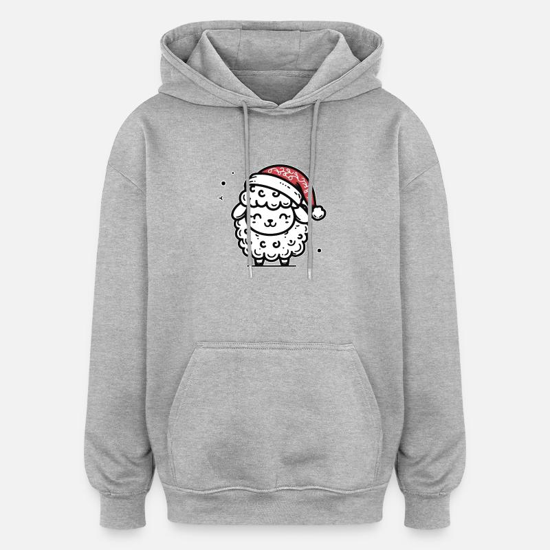 Mignon motif de Noël mouton - Sweat à capuche oversize unisexe - gris chiné