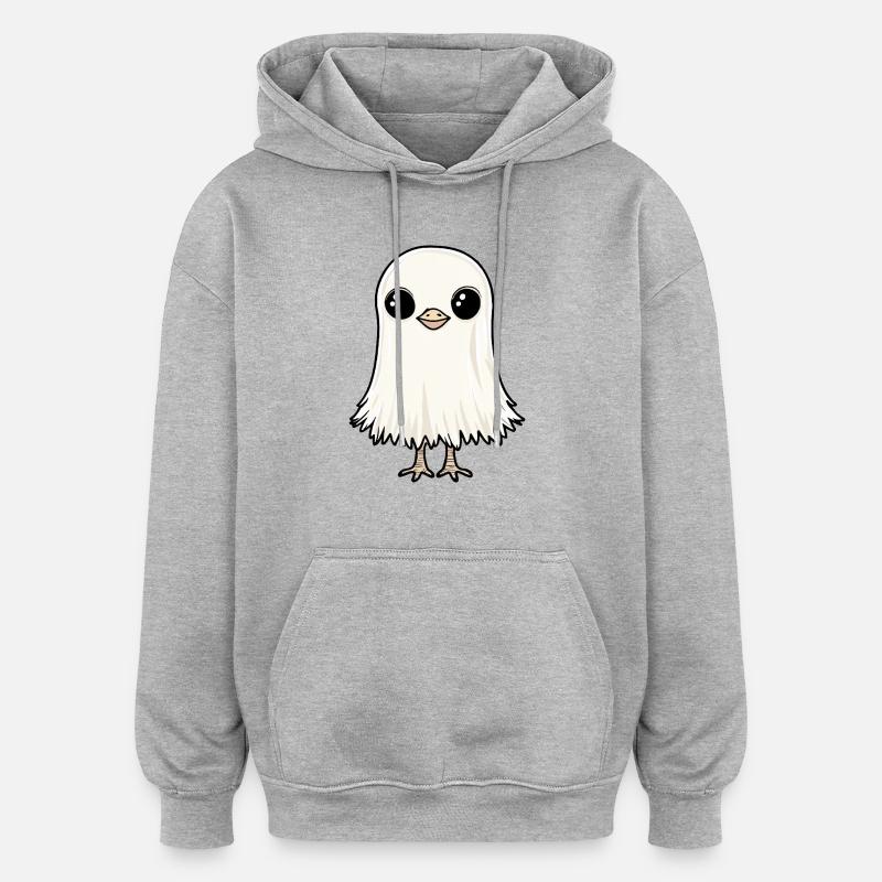 Ostrich Halloween Comic Ghost - Oversized Unisex Hoodie - heather grey