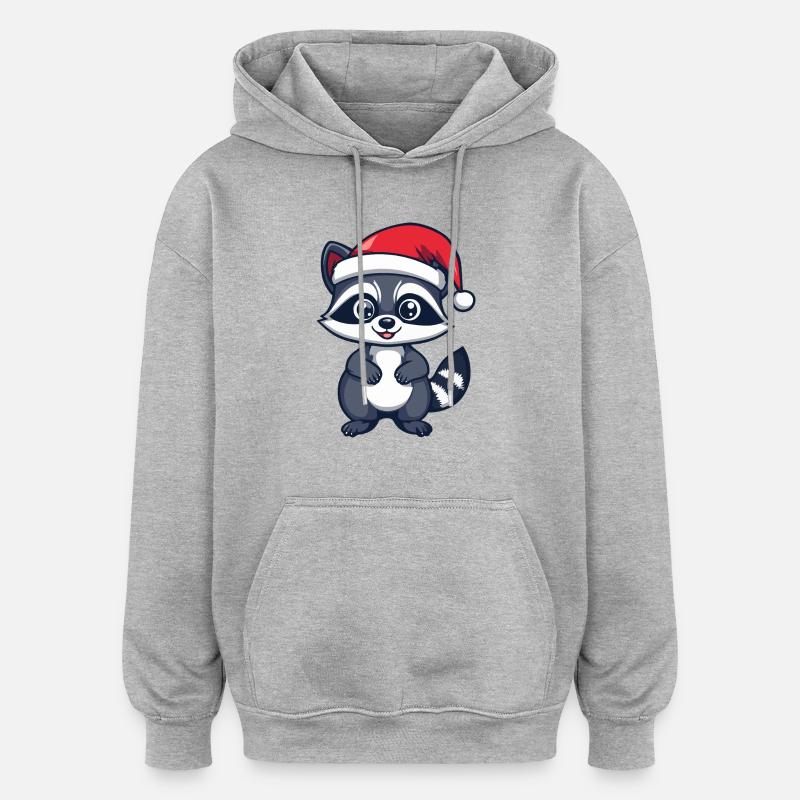 Noël du raton laveur - Sweat à capuche oversize unisexe - gris chiné