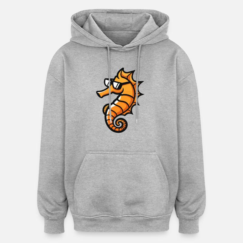 Seepferd Cool Comic - Oversized Unisex Hoodie - Grau meliert