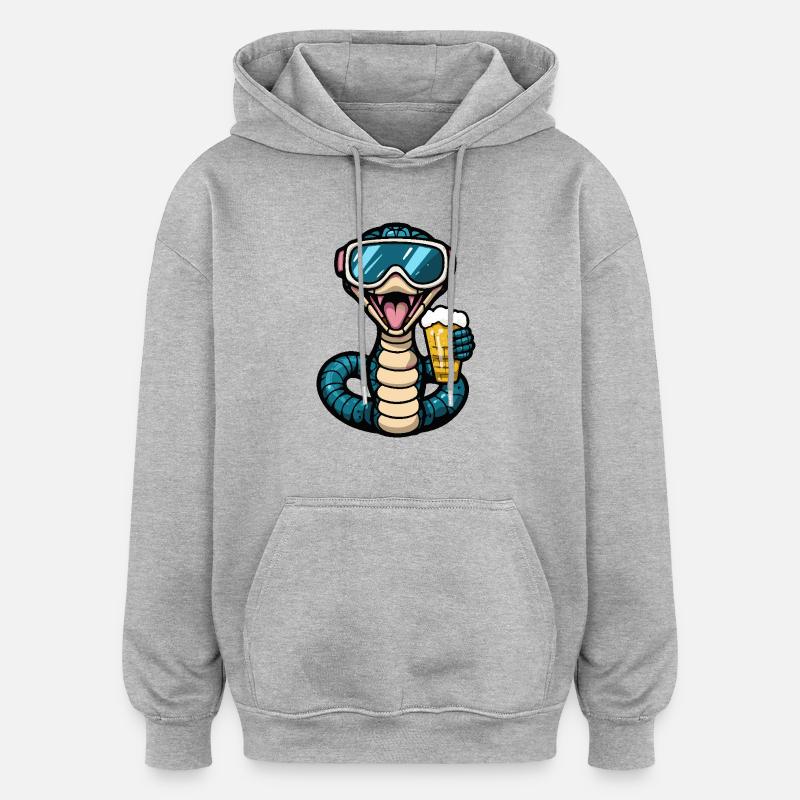 Bière après-ski Snake Cobra - Sweat à capuche oversize unisexe - gris chiné